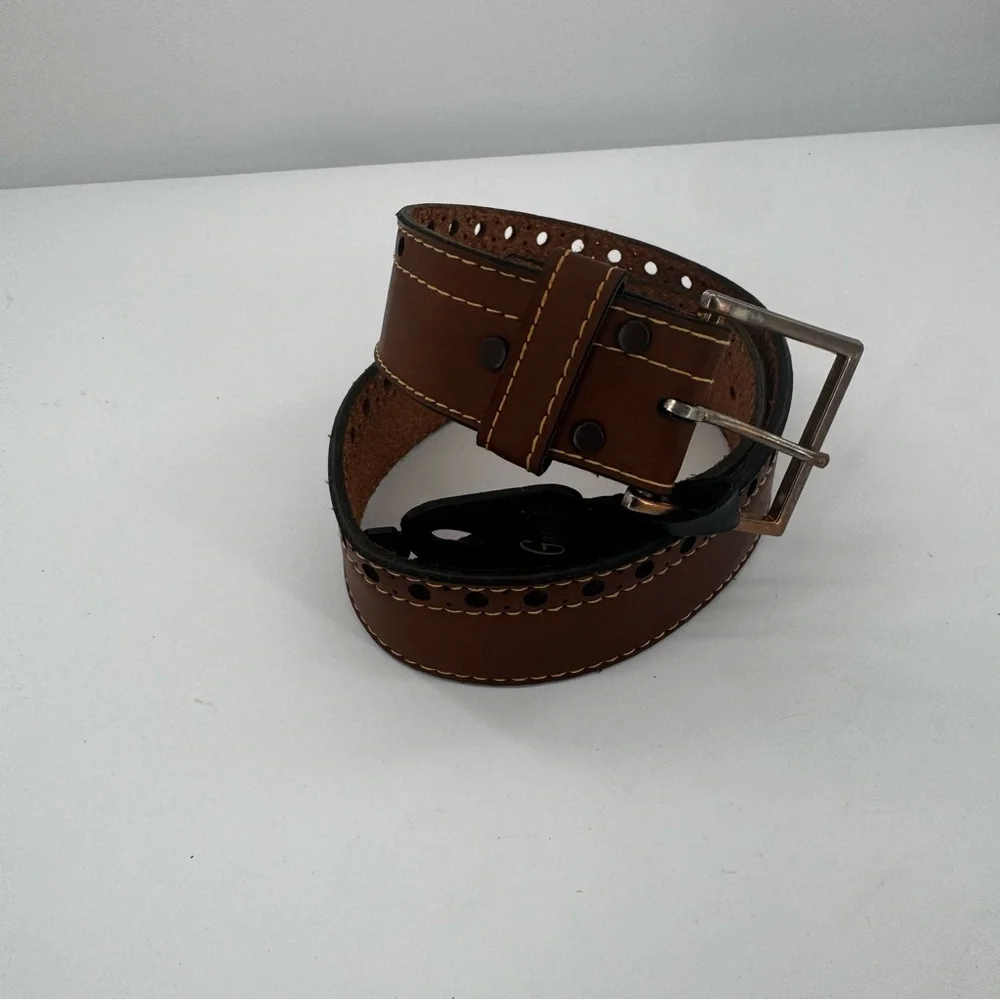 Vintage Grants Young Mens Classic Brown Leather Buckle Belt Size 30  New‎